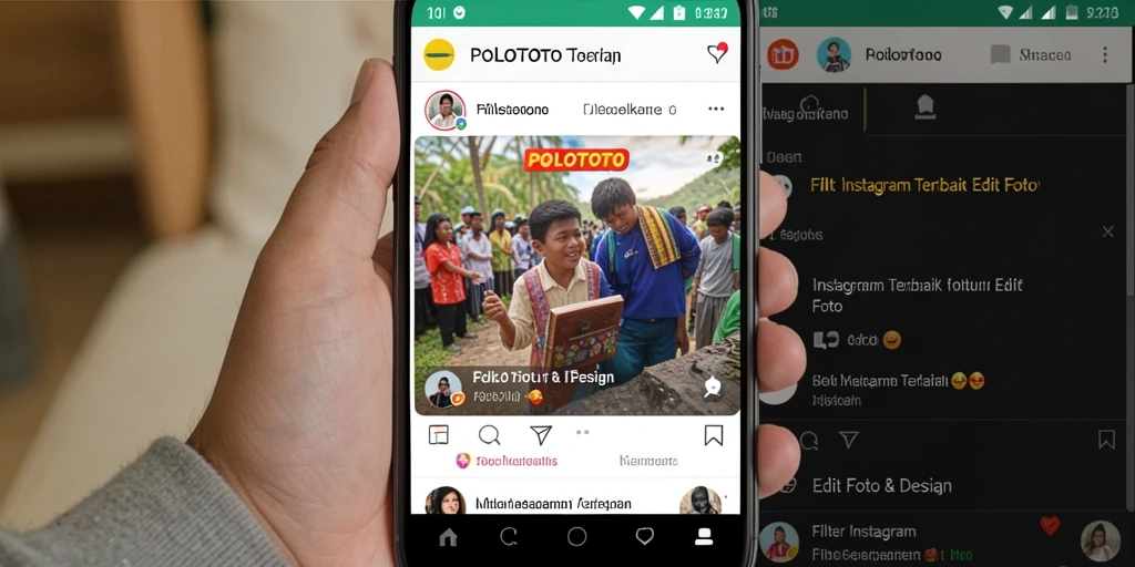 Screenshot POLOTOTO yang menunjukkan antarmuka filter Instagram yang menarik.
